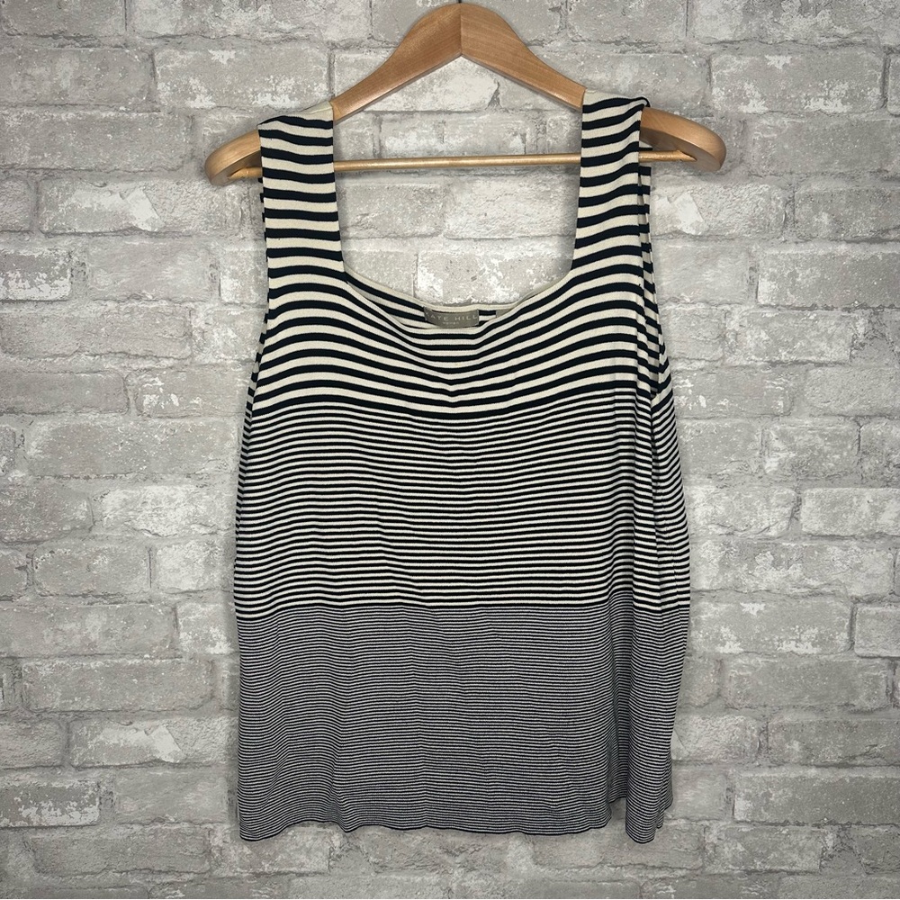 EUC Kate Hill Striped Black and White Women's Top Size 2X (RN 13711)